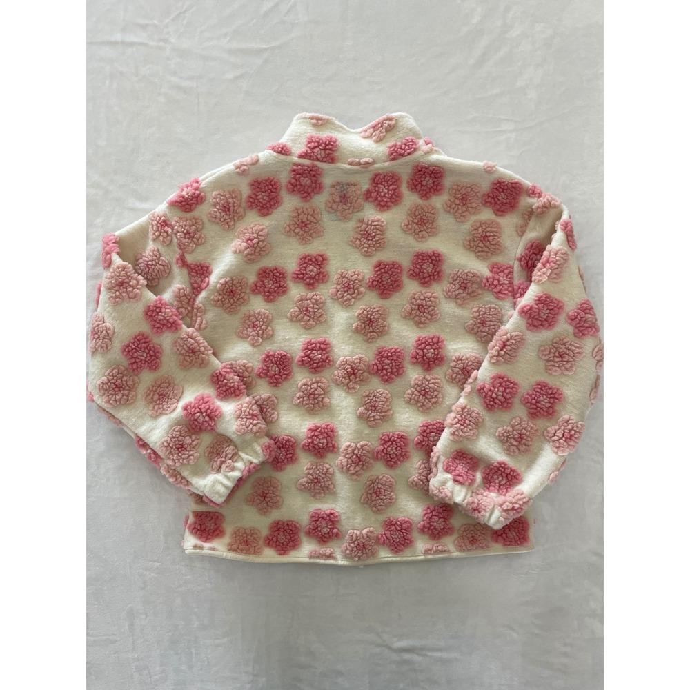 Lucky Brand Kids Girls Flower Fleece Jacket Cream Pink Size 14/16